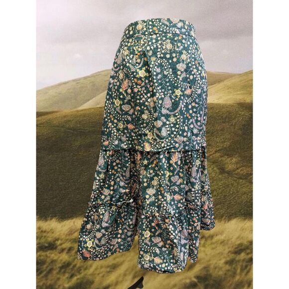 Antonio Melani Bohemian Festival Cotton Floral Feminine Romantic Midi Skirt - Picture 2 of 8